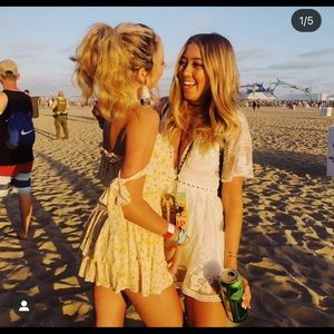 Planet blue yellow floral romper